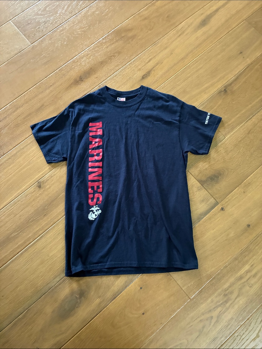 US Marines Navy Blue Graphic T‑Shirt with Red Vertical Logo